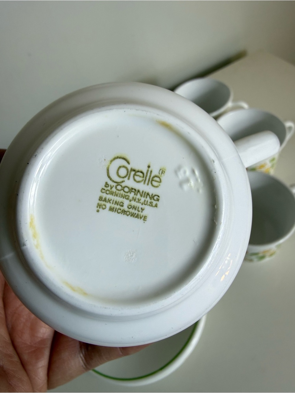 Corelle Wildflower Vintage Cup Saucer Set of 5 Corning USA White Floral Retro - Picture 3 of 8